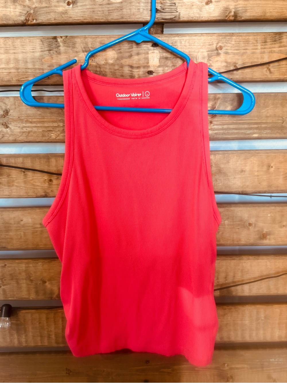Outdoor Voices Coral Ribbed Tank Top Built In Bra Size L